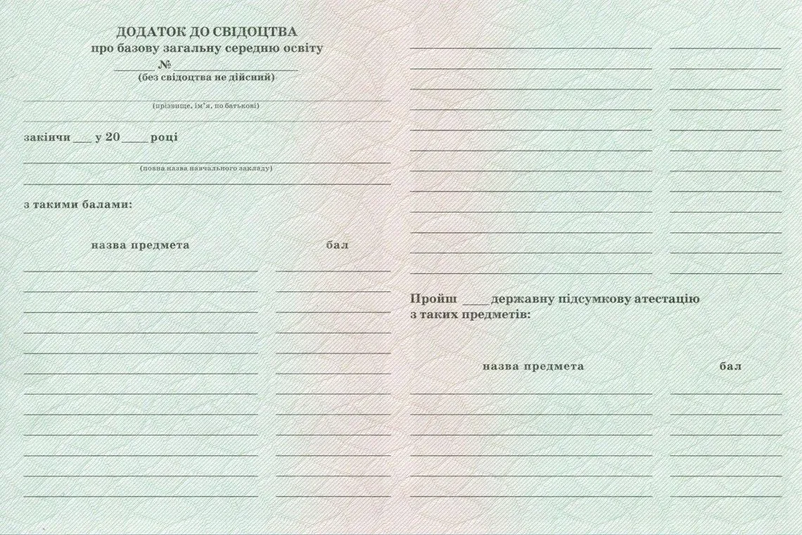 Приложение к аттестату Украины за 9 классов в Балашихе